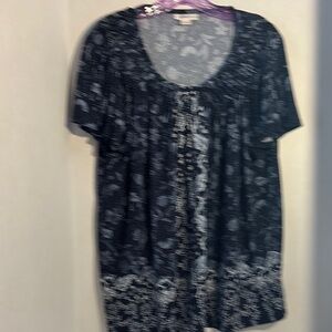 Style & Company Navy Blue and White short sleeve top